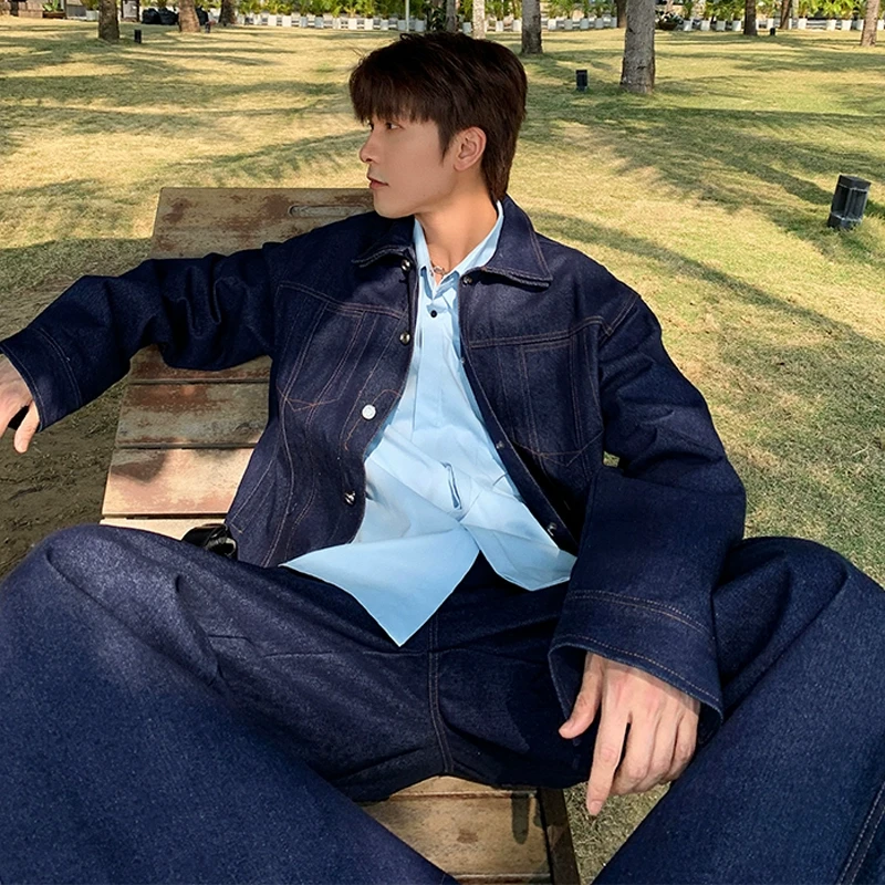 一轩轩轩【松烟浮木】春季新款穿搭男款痞帅风牛仔套装89158-89159