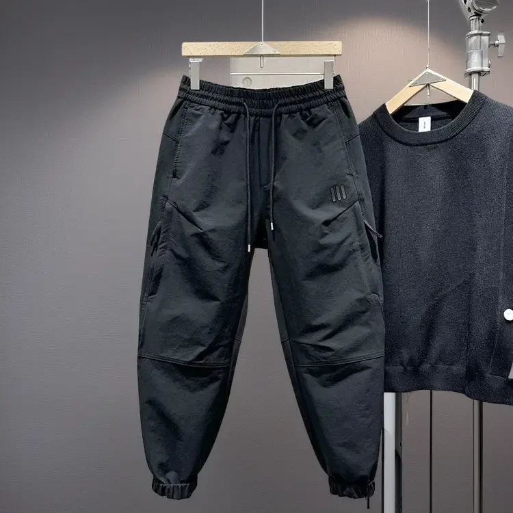 春季新款男士防风速干哈伦裤大口袋宽松束脚工装裤潮牌百搭休闲裤