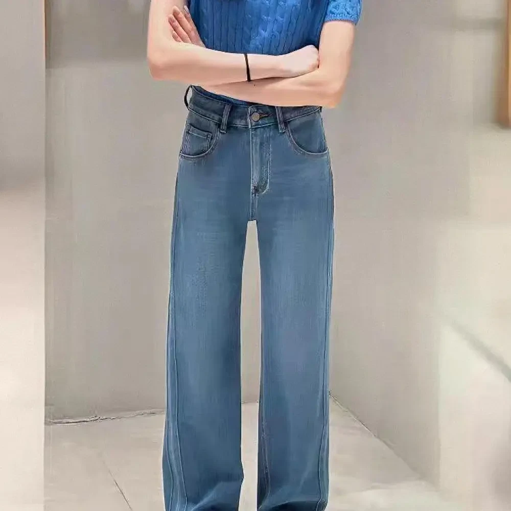 SU【220A-1】代96 愫萌MWMA春款百搭裤王四面弹窄版直筒牛仔裤~