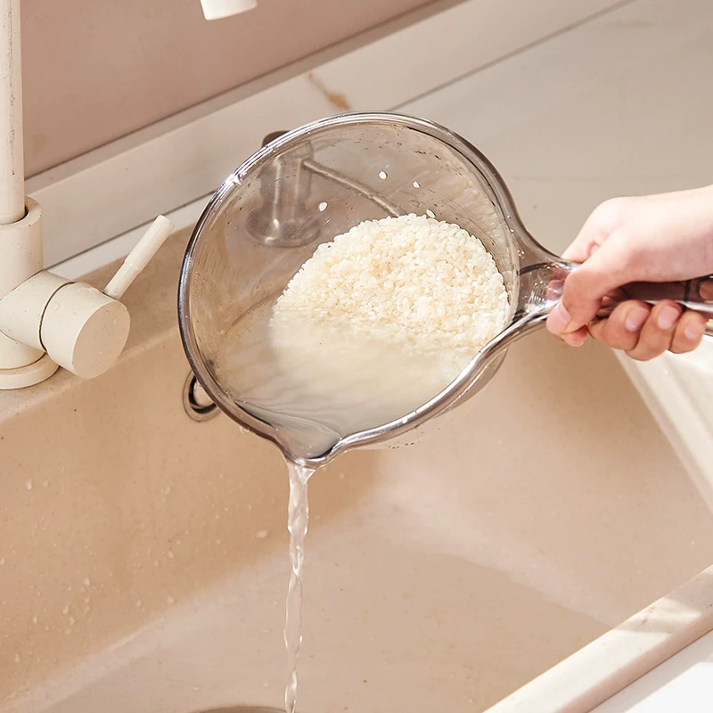 家用淘米透明塑料长柄水舀厨房加厚可挂透明塑料水勺加厚塑料水瓢
