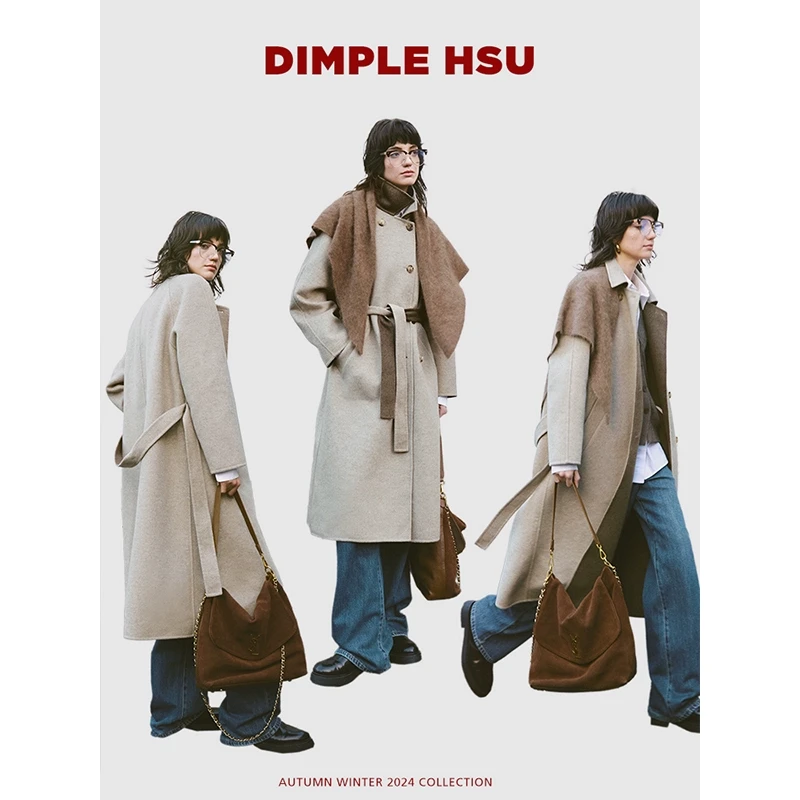 D家恣意利落智感木质调"双面melange限定色 澳毛双面呢大衣D36136