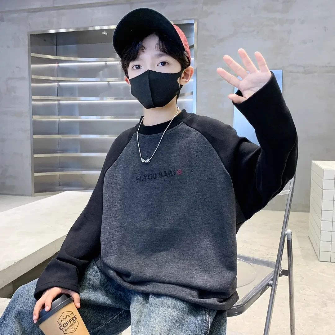 男童德绒卫衣半高领2025秋冬新款冬季加绒中大儿童打底衫男孩上衣