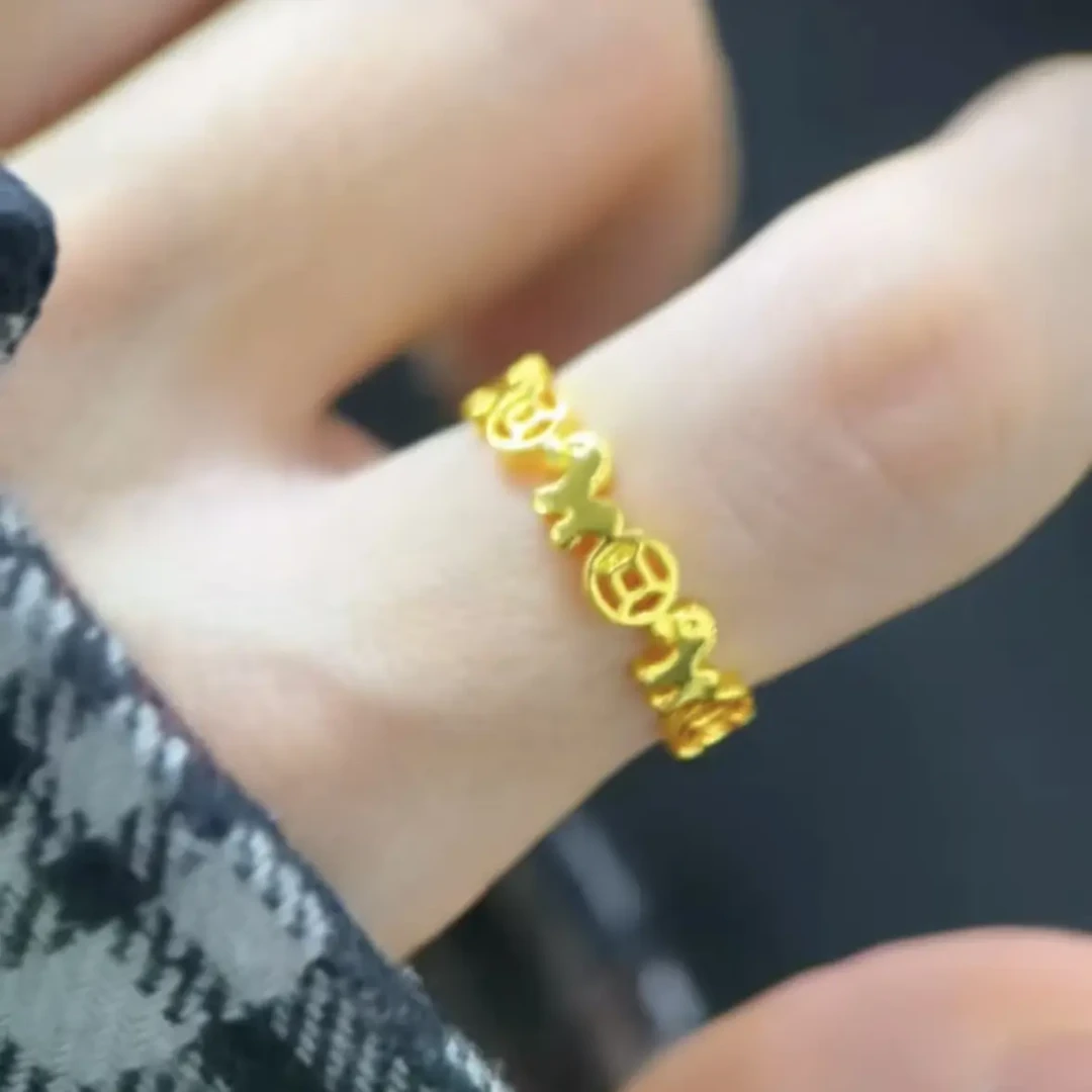 铜合金戒指 铜合金戒指 小马开口戒指女款小众设计指环爆款