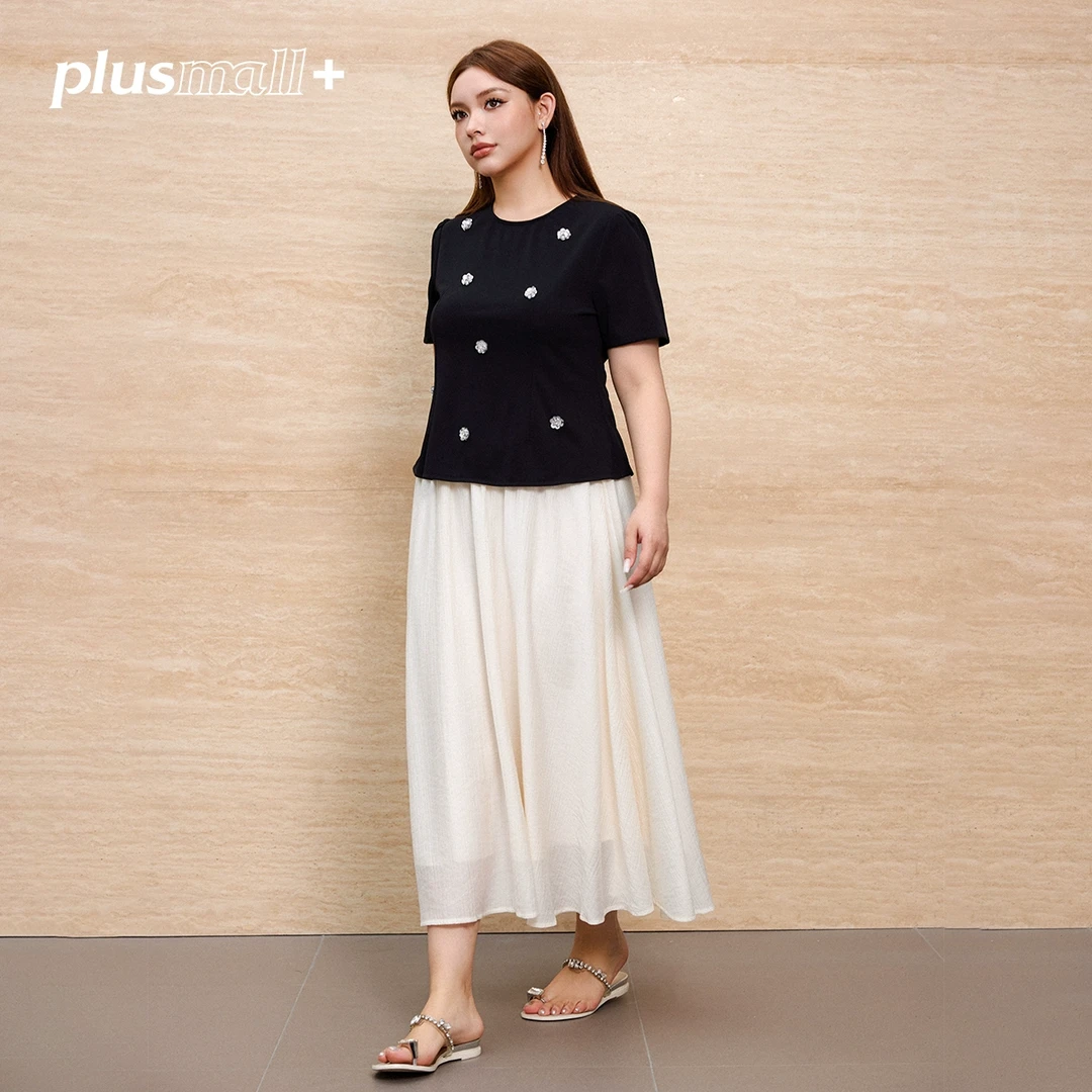 PLUSMALL 南法晚宴 法式优雅千金风上衣半裙套装PM2504147AB