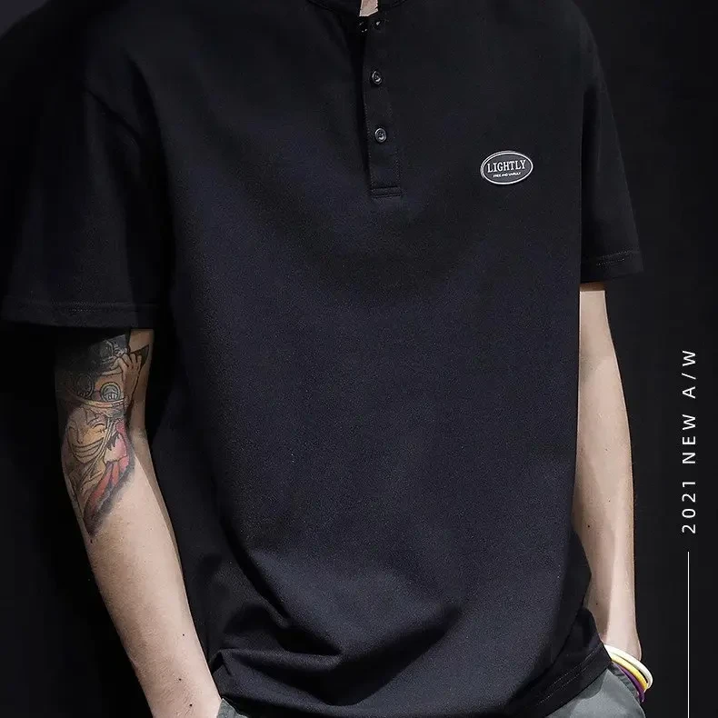 夏季Polo衫短袖t恤男士半袖上衣潮牌大码2024新男装体恤时尚有领
