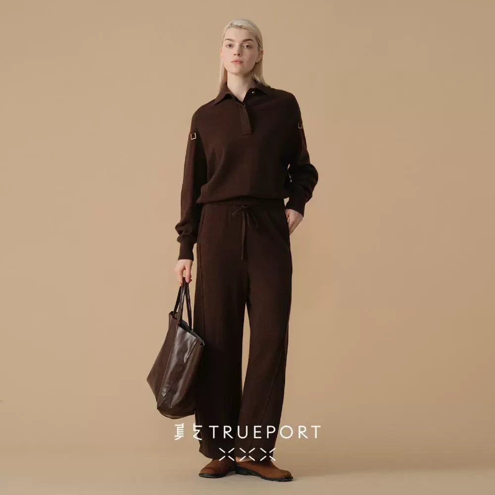 真支 TRUEPORT 勒斯酒庄 简约通勤Polo领套头纯色上衣T1114615AB