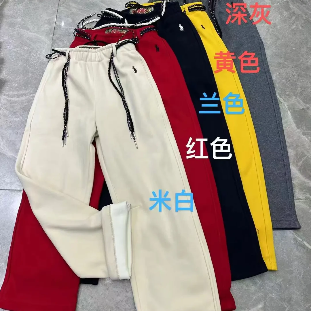 高品质加绒加厚松紧腰休闲弯刀阔腿女裤显瘦百搭