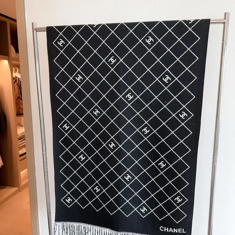 香奶奶家秋冬新款菱格双面围巾加厚保暖小香风百搭长款气质披肩