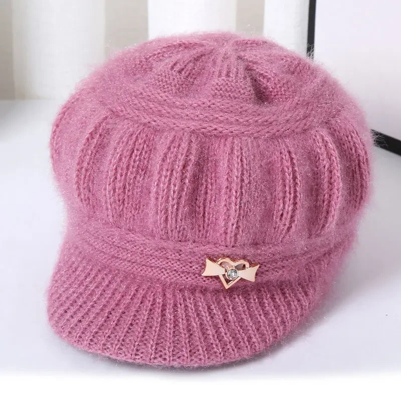 J冬季新款中老年帽子女针织毛线帽女士加绒保暖护耳帽子妈妈奶奶