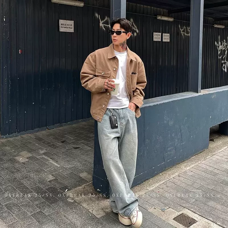 OXFREAK 「cleanfit 13OZ」美式复古高端牛仔外套男春季翻领夹克
