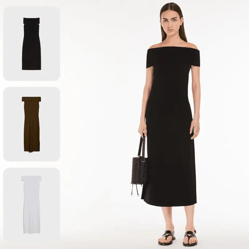 未使用 MaxMara 【 国现 专柜价5700元】女士一字肩连衣裙 Aulla