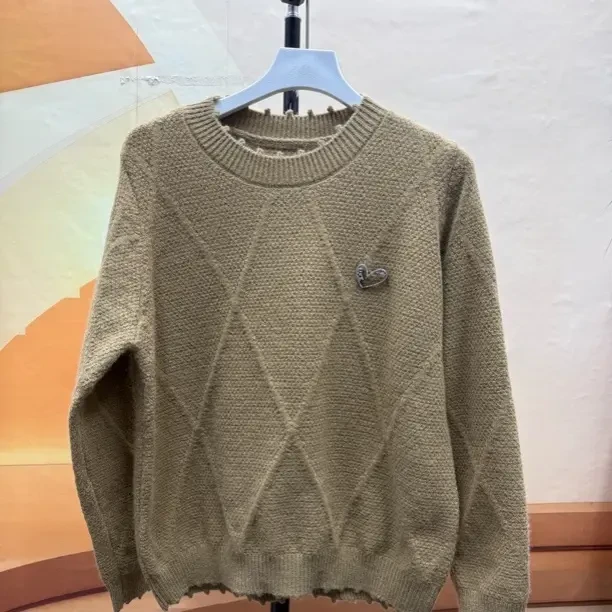 【素境】菱格纹羊驼花纱美丽诺羊毛毛衣简约保暖上衣218时尚休闲