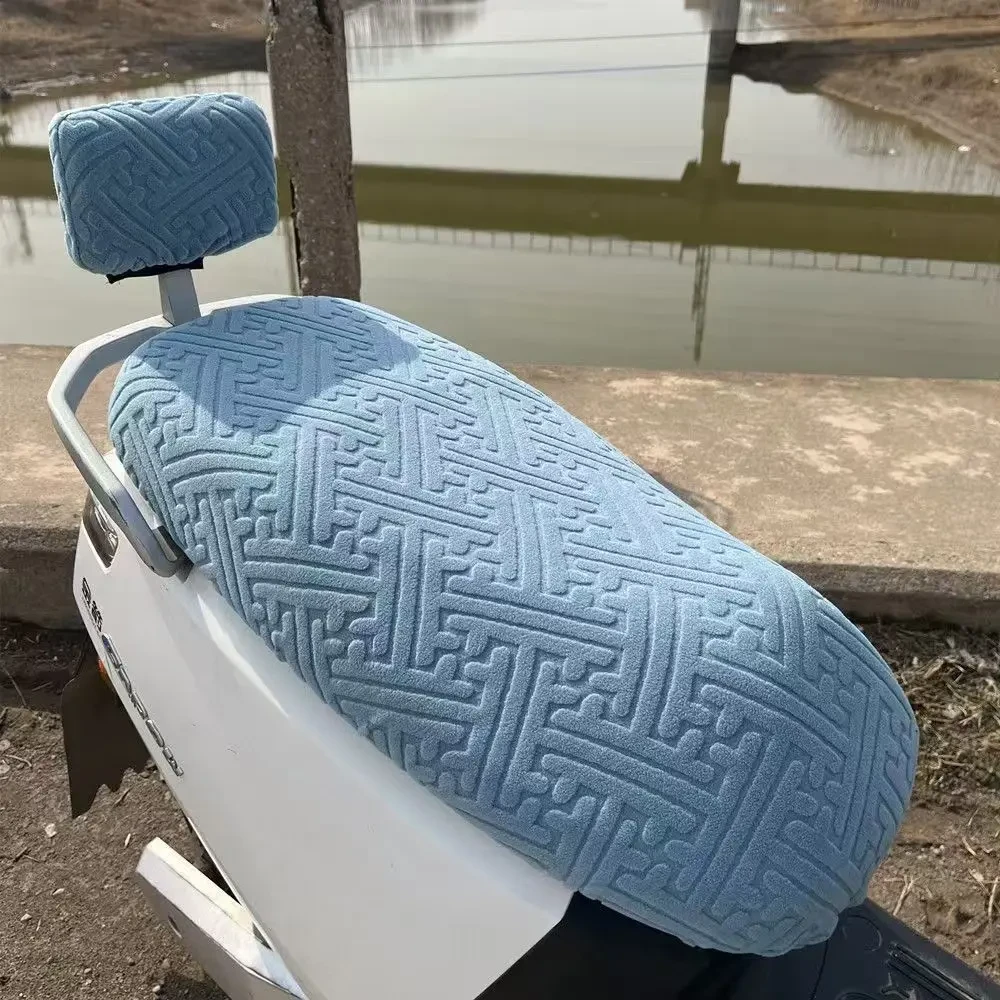 新款电动车坐垫套提花绒电瓶踏板摩托车四季通用防晒隔热防滑座套