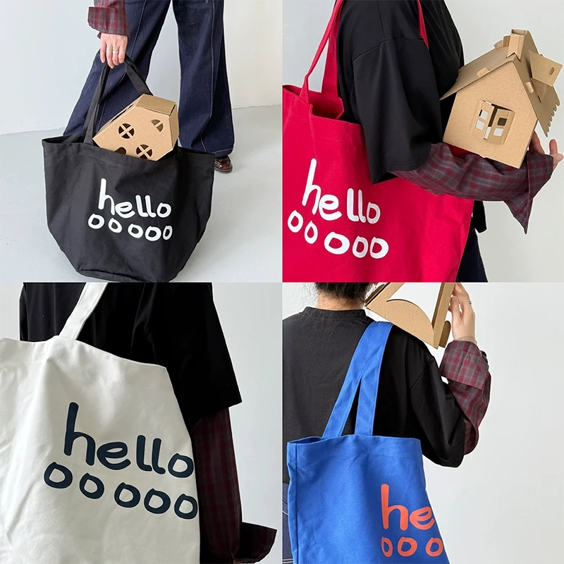 Lost Chill-彩色超超大容量帆布包撞色字母托特包单肩学生电脑包