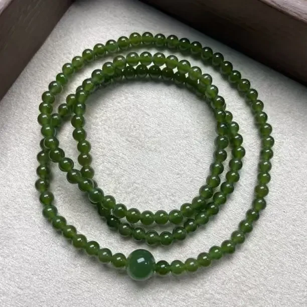 2079和田碧玉福气滚滚来小米珠多圈手链4mm