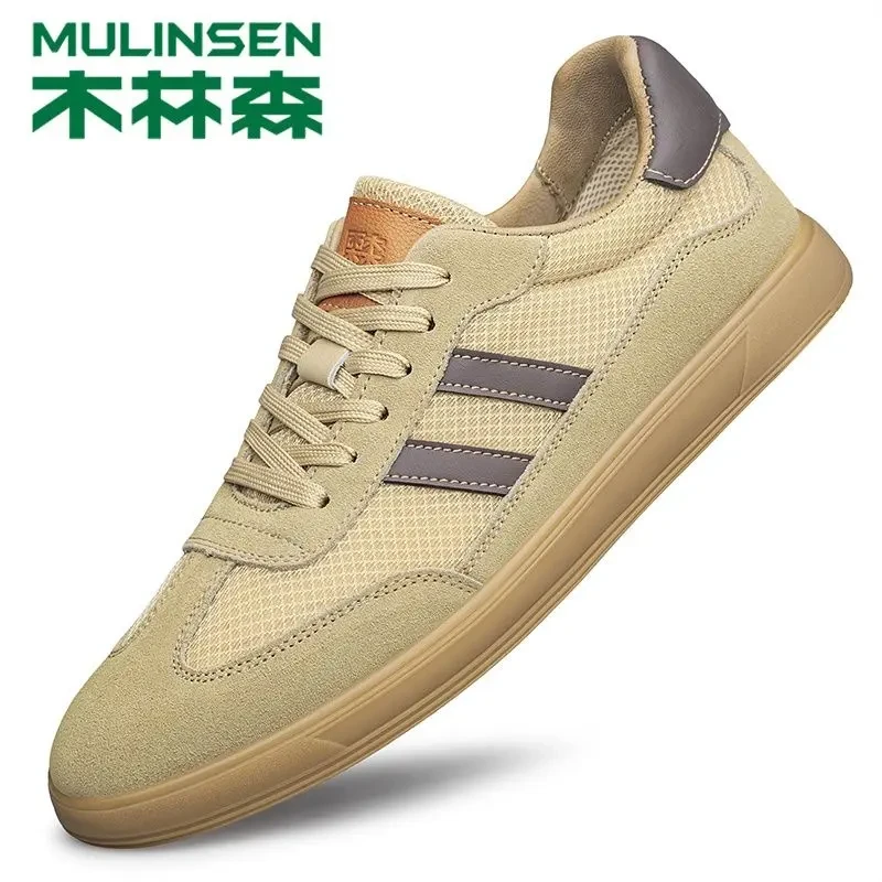 木林森时尚男士板鞋韩版潮流小白鞋镂空透气软底休闲运动鞋德训鞋