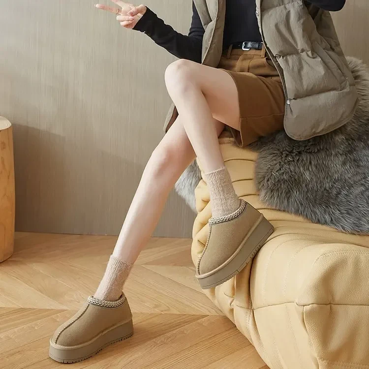 877-1雪地靴女冬季2024新款厚底棉鞋舒适保暖半拖鞋