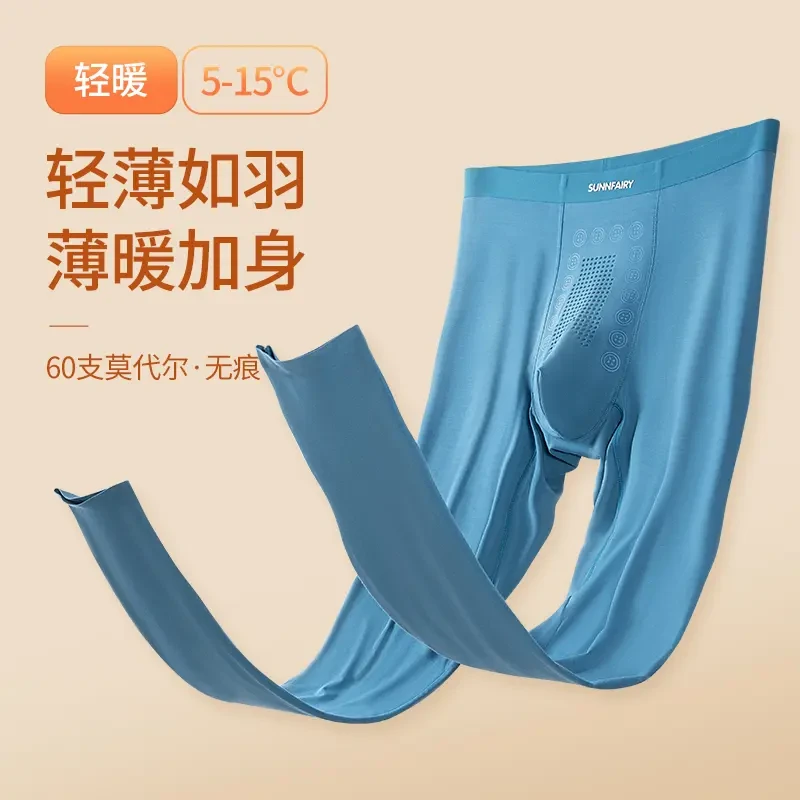 （两条装）男士莫代尔秋裤保暖无痕打底免穿内裤 秋冬必备 柔软舒适