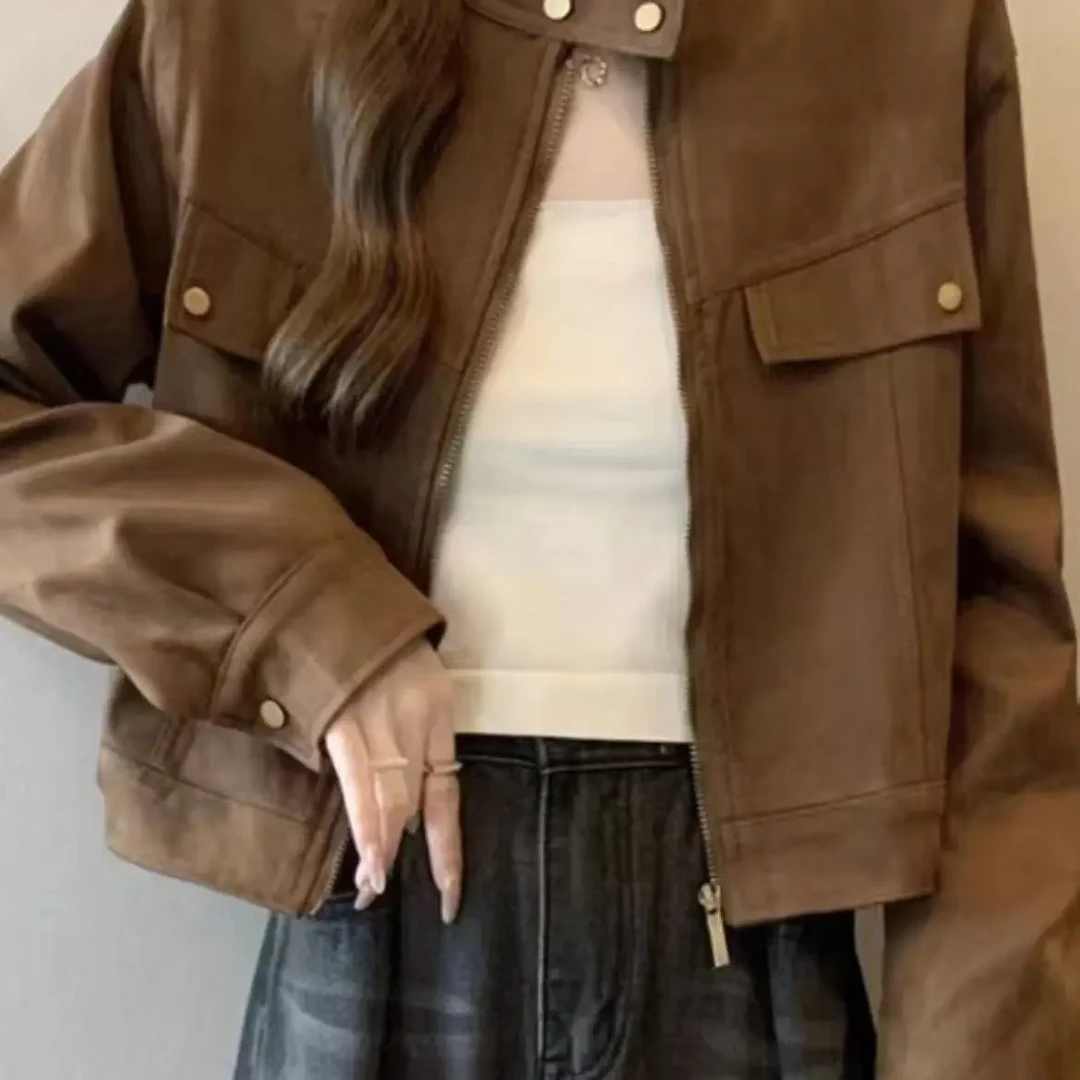 短款女士网红秋季鹿皮绒短外套