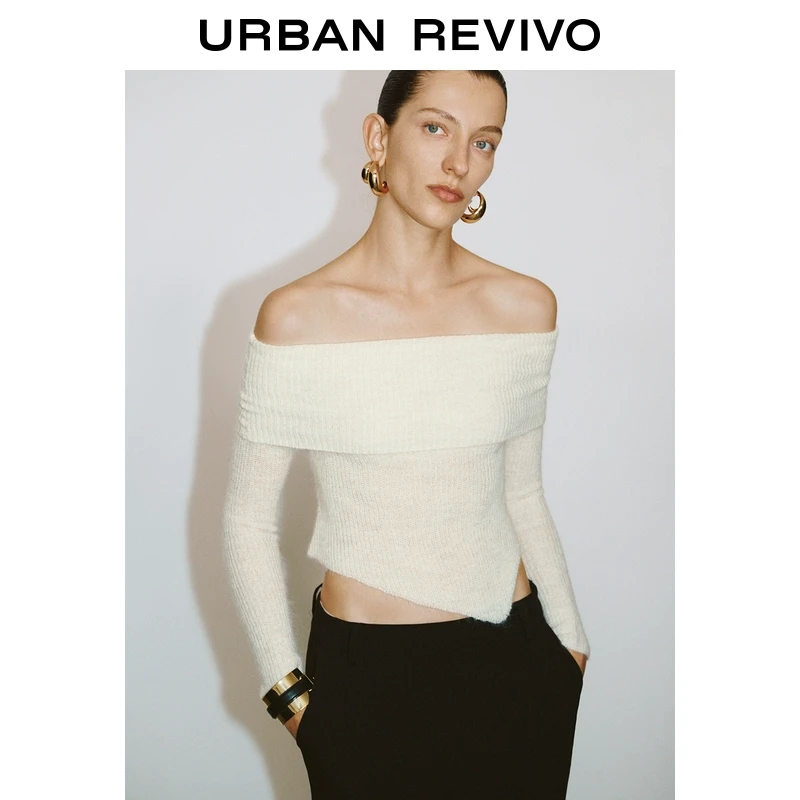 UR2025秋季新款女装魅力氛围感修身显瘦露肩针织衫UWG950037