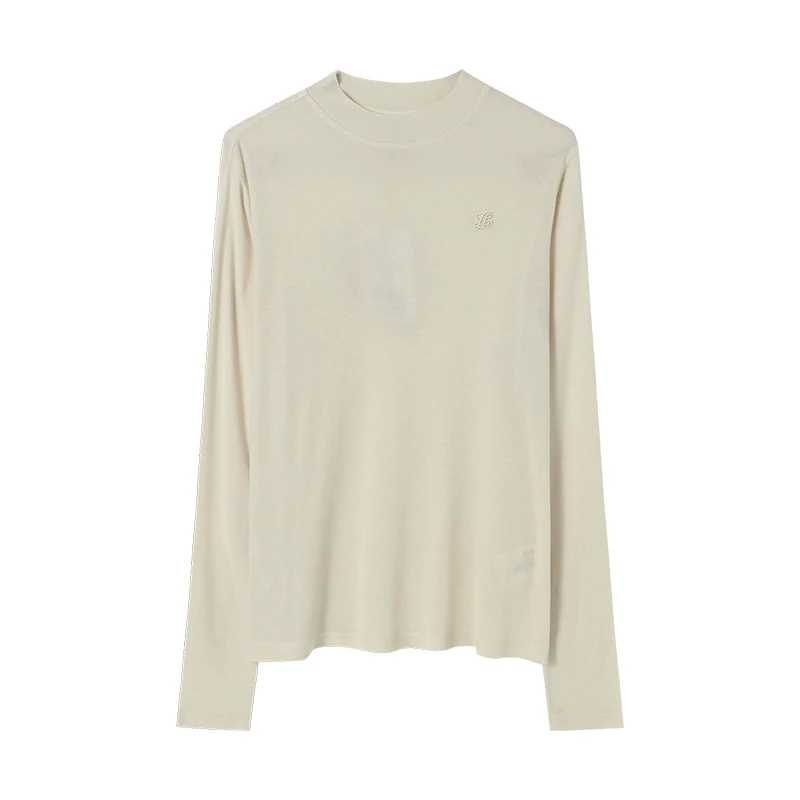 jessyline秋季新款 杰茜莱纯色刺绣百搭T恤女 432101081