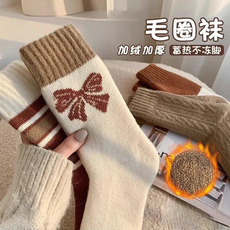 2025冬上新 袜子女长款中筒外穿潮网红款加厚保暖毛圈超厚长筒袜