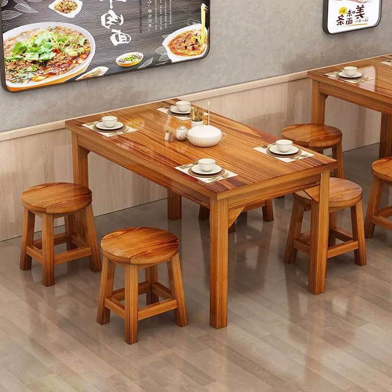 实木饭店长方形桌子面馆商用餐桌清仓小吃店餐桌椅餐厅桌椅吃饭桌