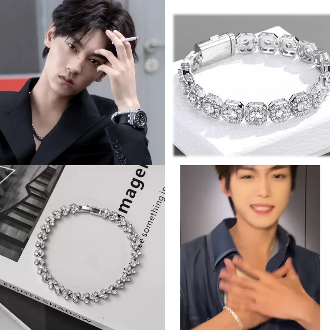 合金合成锆石手链 逆爱池骋梓渝同款方糖手链时尚嘻哈情侣配饰ins