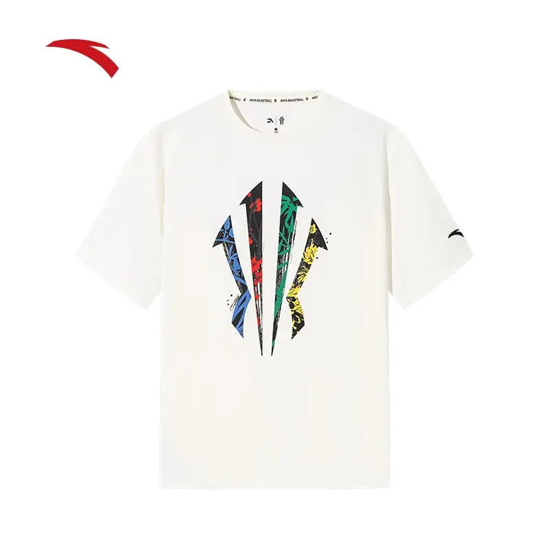 安踏欧文系列t恤男女同款夏季新款运动休闲潮流圆领白色时尚短袖