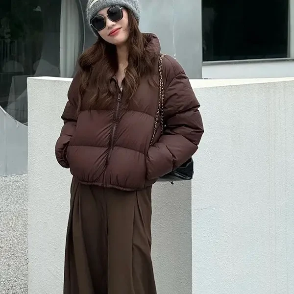 肯豆风短款立领女冬季加厚保暖时尚百搭外套01