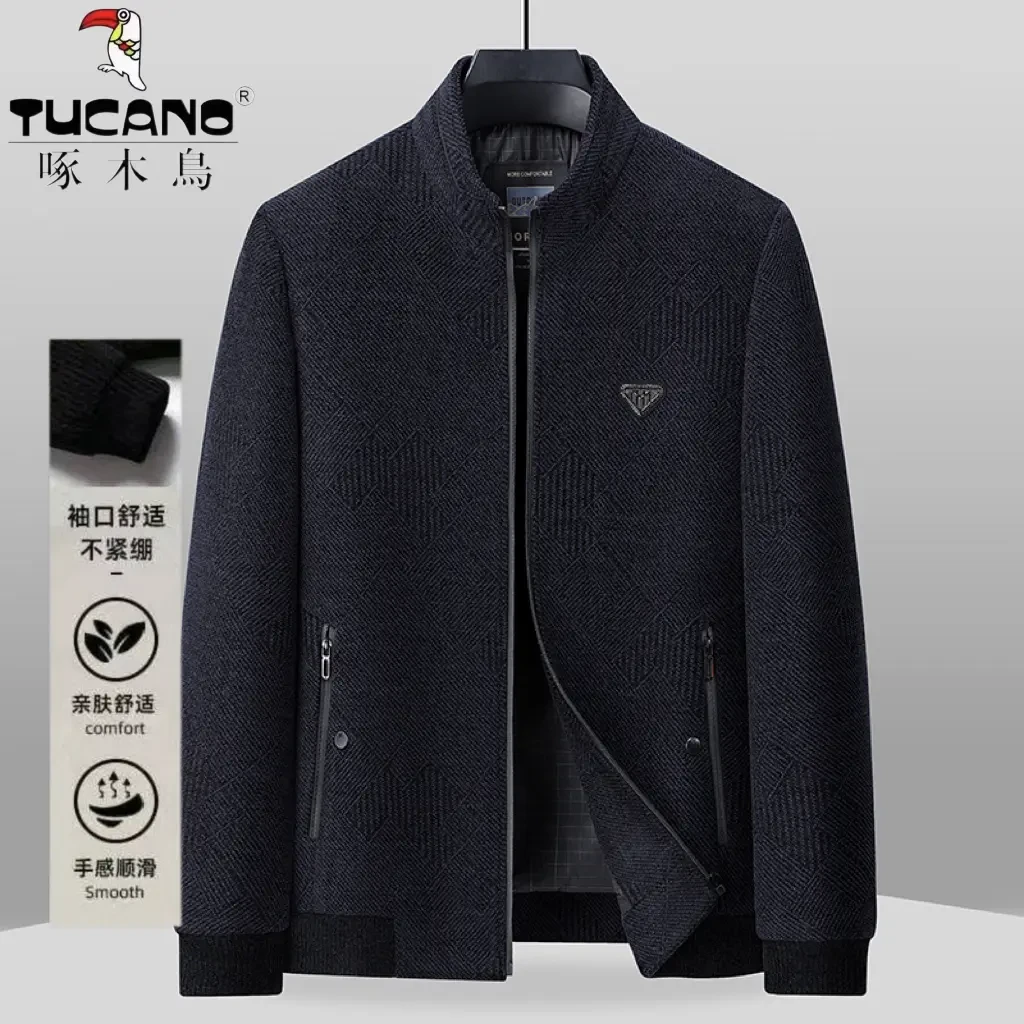 TUCANO/啄木鳥春秋款高端立领雪尼尔夹克中年男士休闲外套爸爸装