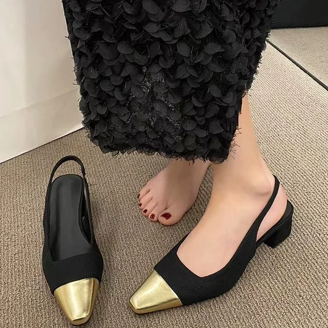法式尖头细带后空绊带包头凉鞋女2025春夏新款温柔百搭高跟单鞋子
