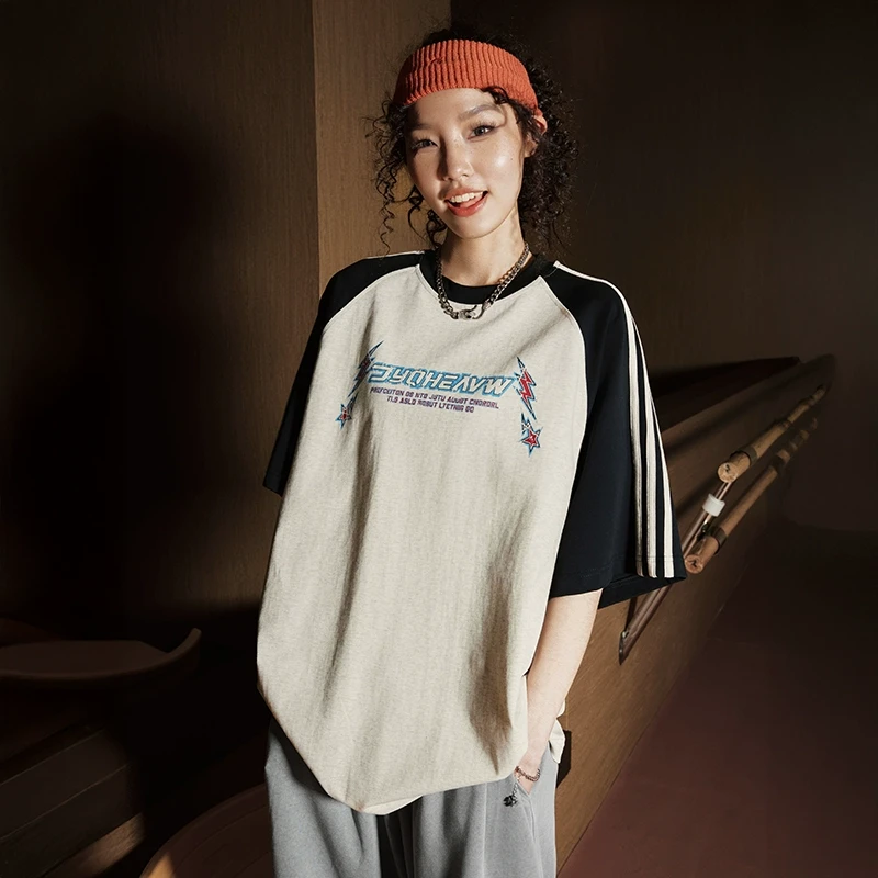 Nuthink运动休闲美式短袖T恤潮牌三条杠半袖体恤2025夏季新款男女