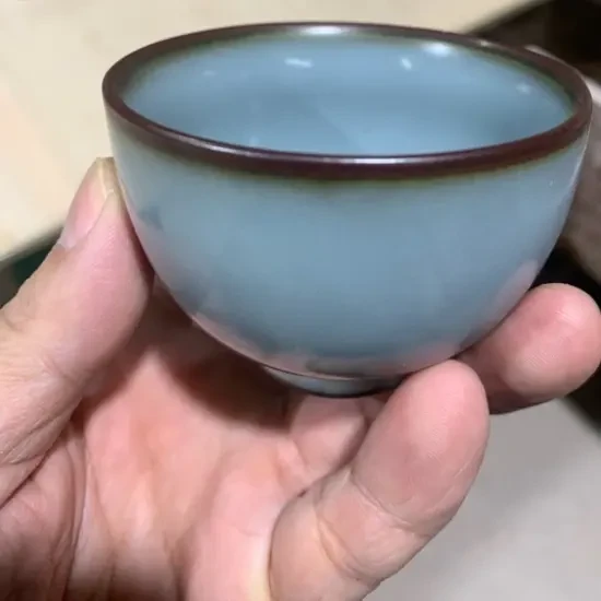 宋官天青陶瓷功夫品茗杯家用喝茶杯