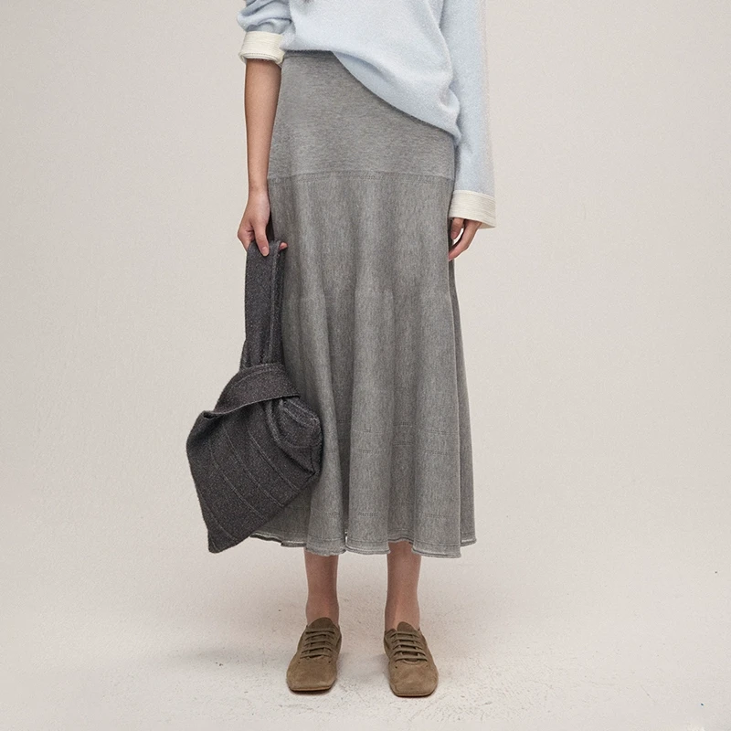 【nume】noundnound设计师品牌挑孔图案简约通勤半身裙女25春夏新款