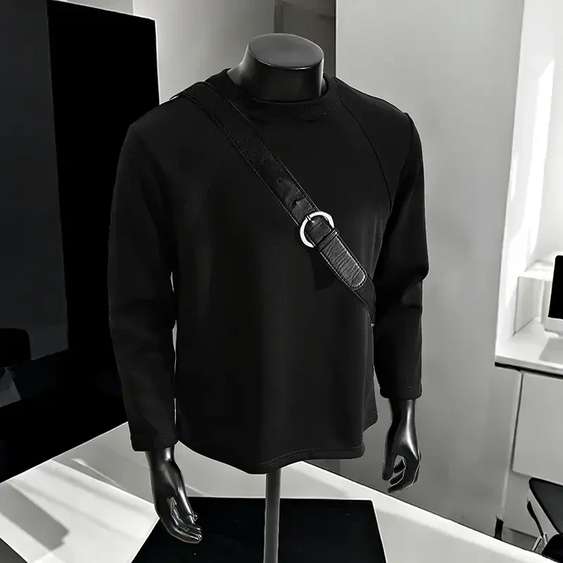 纯色美式太空棉重磅卫衣男秋季高级感boxy版型t恤长袖内搭打底衫