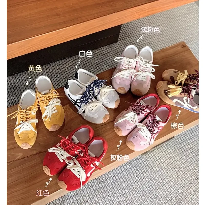 内增高红色德训鞋女2025年春季新款百搭复古运动休闲鞋丑萌阿甘鞋