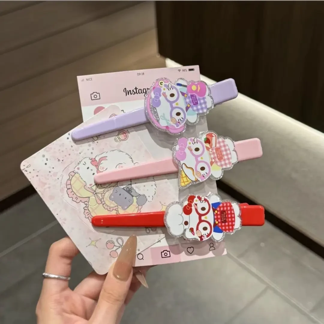 可爱围裙眼镜kt猫发卡无痕夹鸭嘴夹化妆夹甜美少女发夹发饰H828