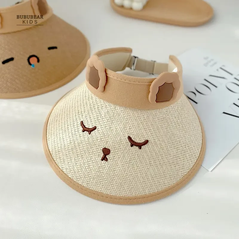 儿童遮阳防晒帽0-10岁太阳帽男女童宝宝沙滩草帽防紫外线空顶夏