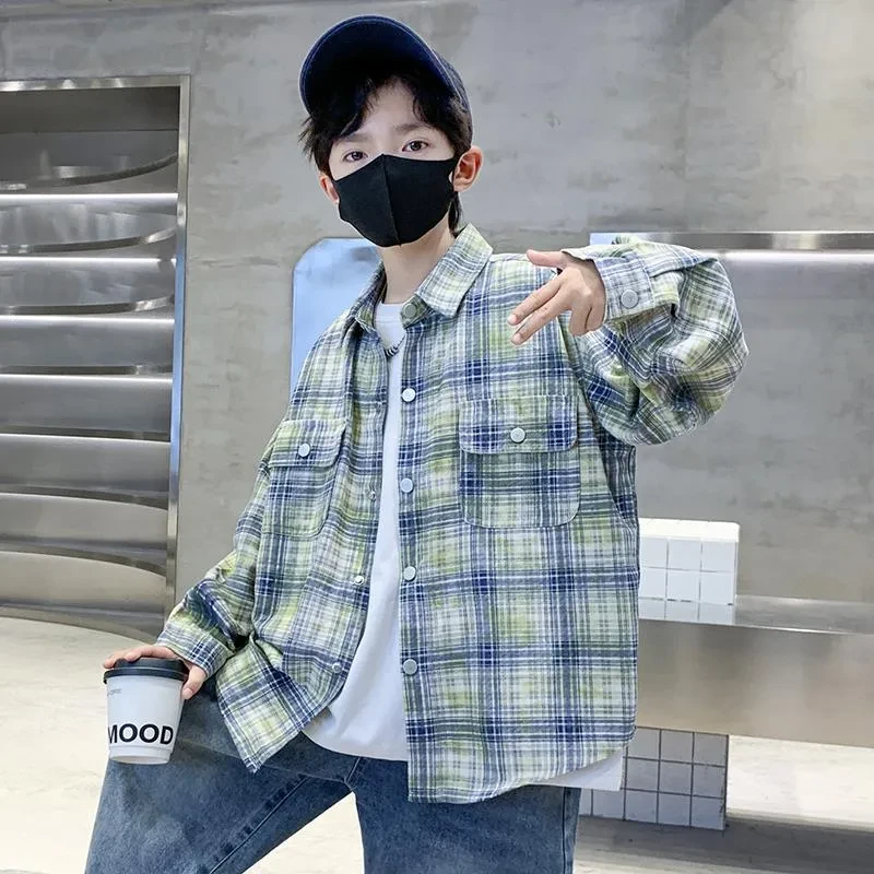 儿童装男童外套春秋款2025新款春装衣服酷帅衬衫男孩春季中大童潮