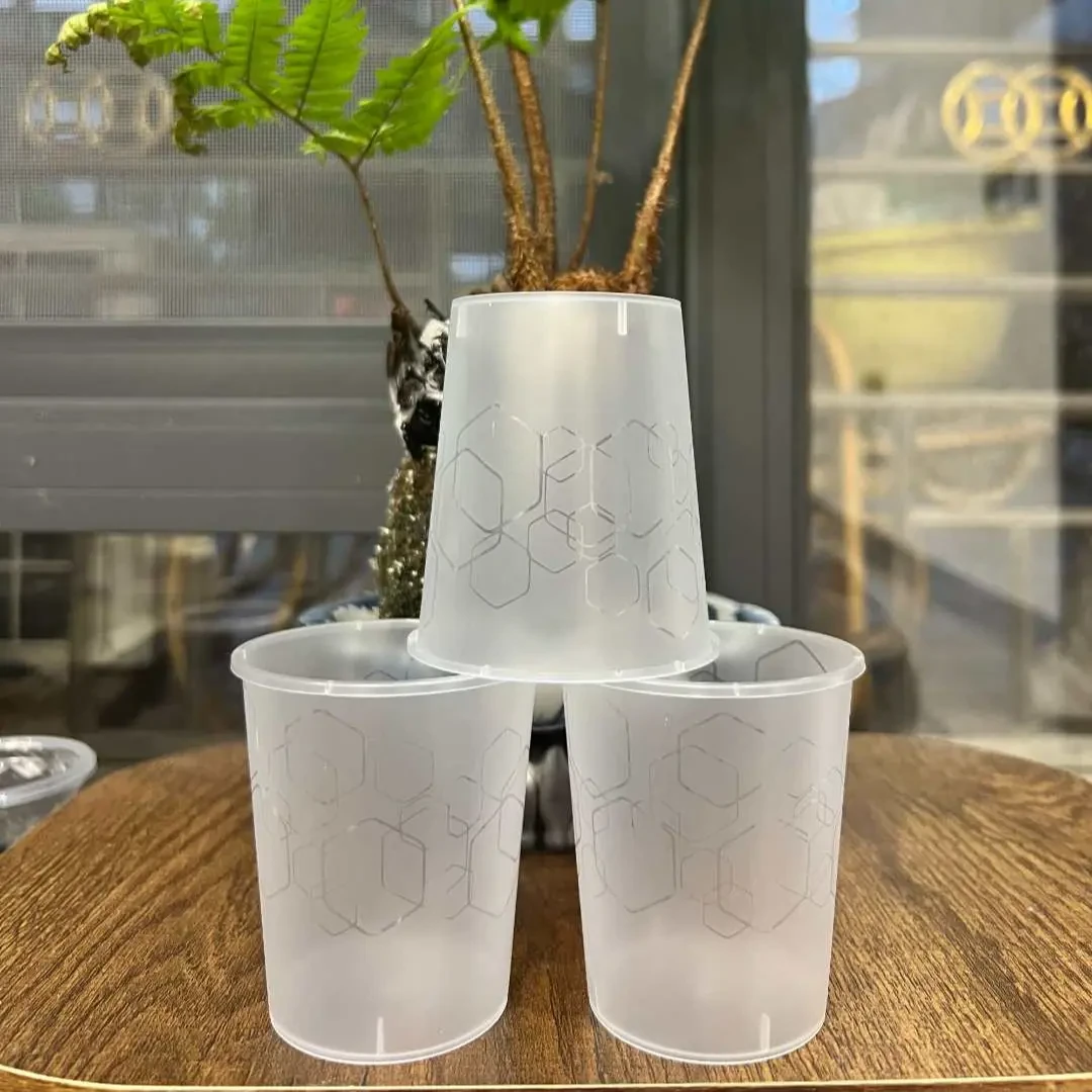 高档航空杯一次性杯子家用塑料花纹冷热皆宜防烫手茶水杯创意中式