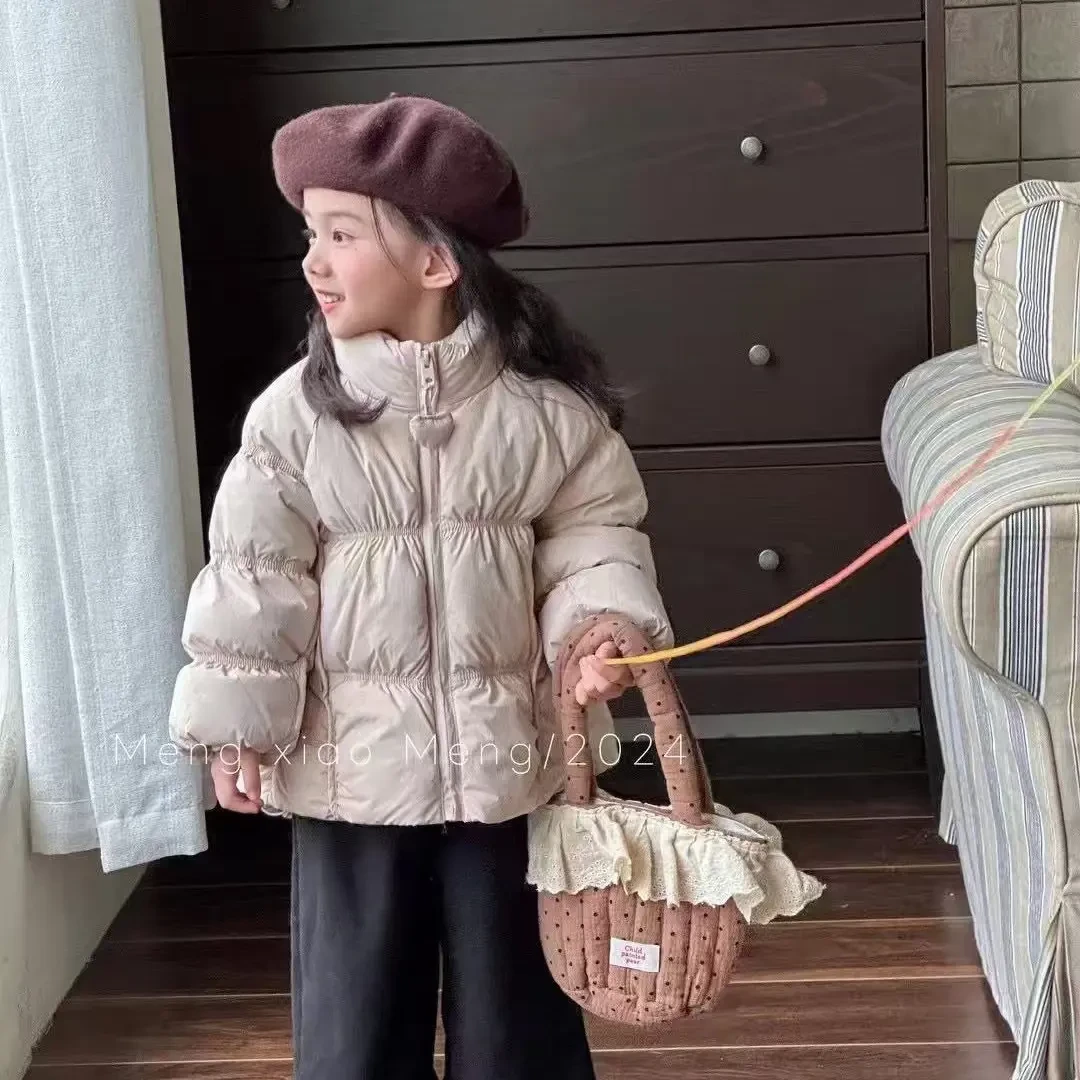 中长款单排扣女服女宝时尚韩版女童冬装