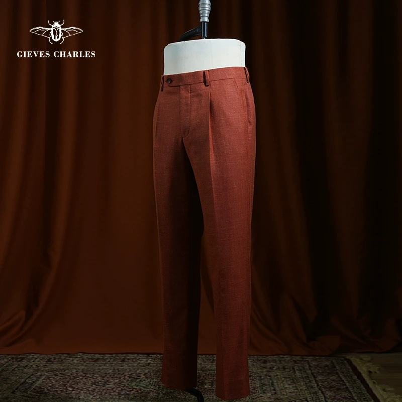 1881意大利进口面料意式时尚西裤丝麻毛混纺春夏透气裤子男