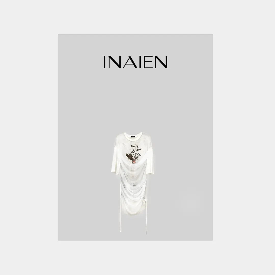 【INAIEN】线上款“邂逅秘境” 印花网纱上衣P8505