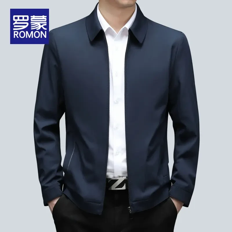罗蒙春季商务休闲外套男春秋款男士行政夹克男款百搭时尚男装上衣
