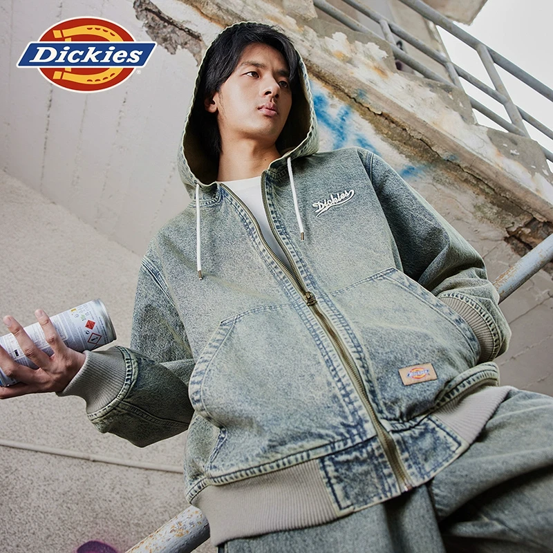Dickies春夏新品老爹风水洗牛仔连帽夹克外套男女DK0A87TY