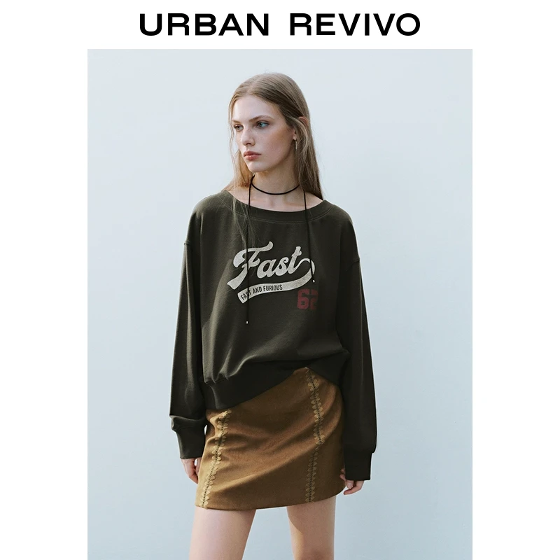 UR2025秋季新款女装休闲运动风撞色字母宽松卫衣UYY450010