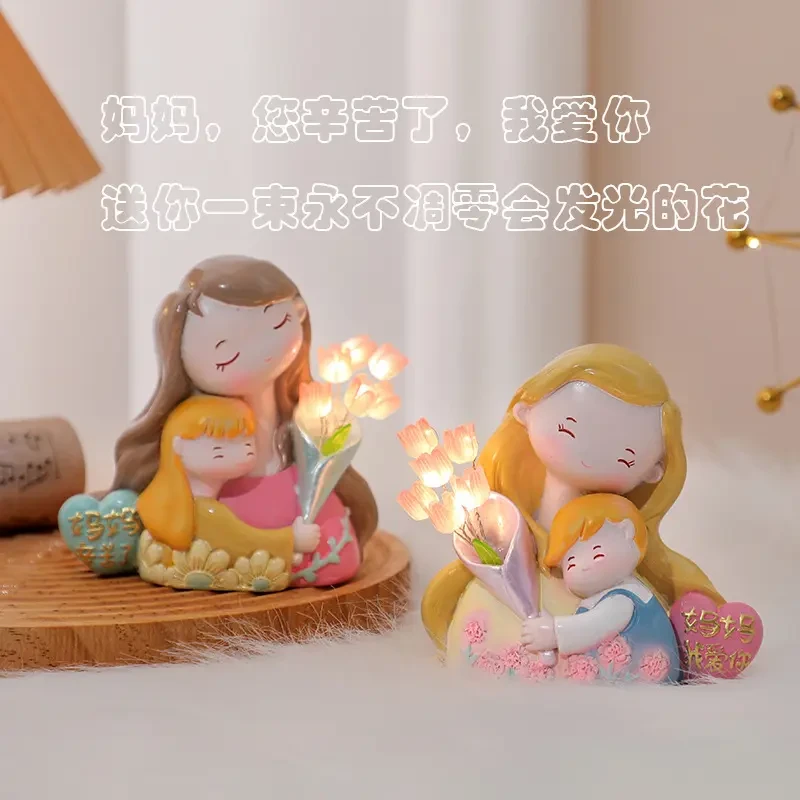 世上只有妈妈好母亲节送妈妈礼物郁金香小夜灯diy客厅卧室摆件