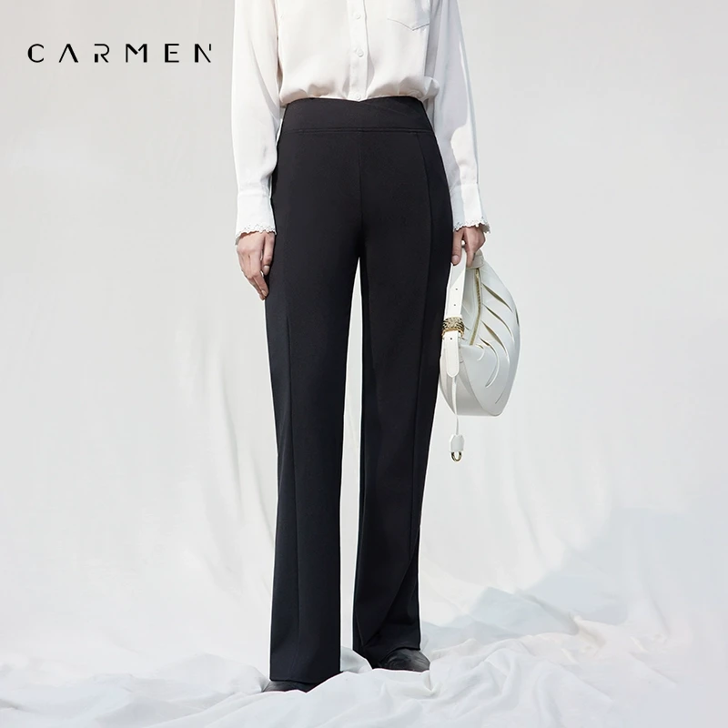 【商场同款】Carmen高端微喇裤女25春新直筒垂感大码显瘦休闲长裤