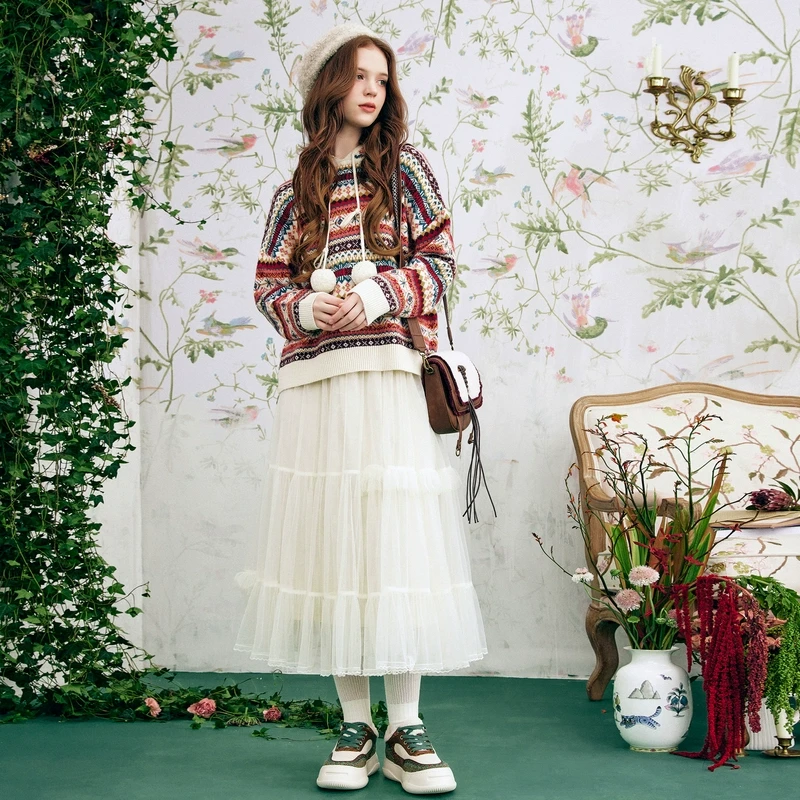 【陈大可专属】菀草壹网纱半身裙冬季新款A字中长裙子O13821351